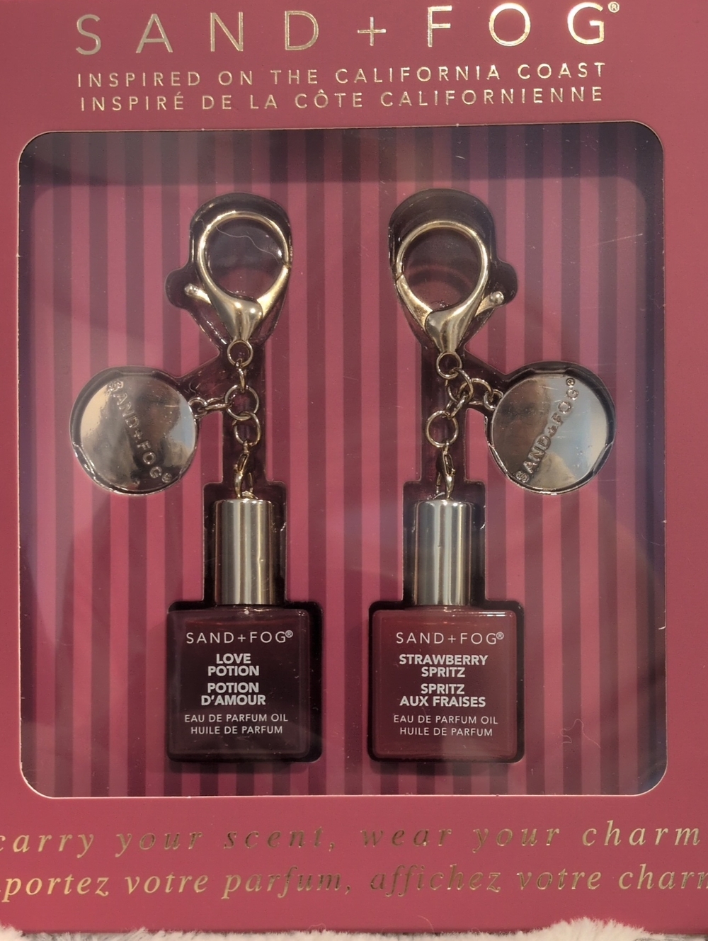 Sand And Fog Pink Bottle Key Charm Duo